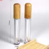 15PCS 6ml Plastic Transparent Lip Gloss Tube with Bamboo Wood Lid Cosmetic Lipgloss Packaging Containergood qty