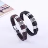 Beaded Strands Hand-woven Leather Cord Bracelet Magnet Buckle Alloy Hand Man Xmas Gift For Boyfriend Lucky Inte22