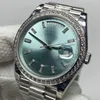 2020 Luxury Watch Bp Factory Diamond Diamond Daydate Ice Blue Dial Swiss 2836 Movimento automático 40mm Watch7568646