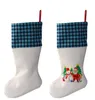 Christmas Stocking Sublimation Buffalo Plaid Blank Halloween Candy Socks Santa Gift Bag Xmas Tree Oranment 4 Colors GYL48