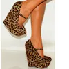 Sukienka Buty 2021 Plus Big Size 35-48 Leopard Klamra Moda Sexy High Heel Platform Girls Kobiety Lady Wedge Women Pomps D1268