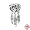 100% réel 925 argent Sterling amour coeur pendentif série Fit pandora BraceletBangle faisant des bijoux à bricoler soi-même à la mode pour les femmes