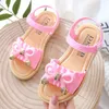 Mädchen Sandalen Kinder Bowtie Sandalen für Kleinkinder Große Kinder Volant Wave Style Prinzessin Süße PVC Sandalen mit Schnalle 21-35 210226