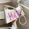 Schoudertassen Graffiti PU lederen kleine onderarm voor vrouwen luxe handtassen vrouwelijke reizen bakken dame Crossbody