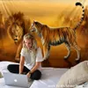Lion tapisserie animaux des prairies africaines Cartoonwall suspendu serviette de plage mince polyester couverture yoga 210609