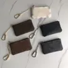 2021 Moda Mulheres Homens Moeda Bolsa Chaveiro Cadeia de Corrente de Credit Correspondente Marrom Mini Zipper Carteira Saco Com Caixa LB138