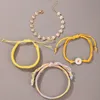 4 pezzi/set braccialetti di corda colorati per donne con ciondoli fiori farfalla catena di metallo in lega gioielli bohémien regolabili