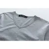 Spring High-elastic Cotton T-shirts Male V Neck Tight T Shirt Men's Long Sleeve Fitness Tshirt Asia size S-5XL 220309
