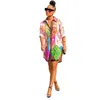 Camicette con stampa digitale da donna Abiti Fashion Trend Cardigan a maniche lunghe con bottoni Gonne corte Abito da camicia allentato estivo femminile J2136