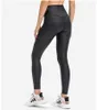 lu02 gilded nude leather yoga pants women's leggings high waist tight elastic sports fitness leggins gym clothes running workout Trouses