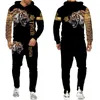 Men Tracksuit Cool Tiger 3D Printed Sweatpants and Hoodie Set Sportswear Man Outfits Plus Size Clothing Suit Streetwear 211220