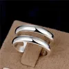 Unisex Two-Line Sterling Silver Plated Rings Size Open DMSR038 Populära 925 Silver Plate Finger Ring Jewelry Band Rings1860