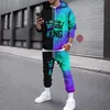 Mäns Tracksuits Färgglada King Angel 3D Utskrift Mode Trend Hoodie Byxor 2-Piece Set 2021 Höst Vinterdräkt Hip Hop Streetwear S-6XL