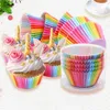 BITFLY 100pcs arc-en-papier cupcake doublures muffin cas tasse gâteau topper plateau de cuisson accessoires de cuisine pâtisserie décoration outils Y200618