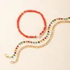 Anklets Fashion Colorful Beaded Anklet Sets For Wommen Boho Pearl Geometry Metal Multilayer Female Jewelry 17511 Roya22