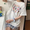 Yedinas Kawaii tecknadtryck t-shirt Kvinnor Koreansk stil harajuku t-tröjor Tjejer anime toppar sommar grafisk tee casual vit 210527