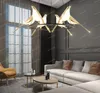 Deyidn Nordic Pendant Lamp Magpie Bird Round Golden Chandelier Living Dining Room Bar Villa Hanging Light Luxury Creative Light