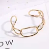 Braccialetti aperti cavi di moda per donna ragazza cerchio geometrico oro argento braccialetto colore polso semplici gioielli alla moda Q0719