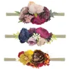 Hårtillbehör härliga baby pannband falska blommor nylonband för barn konstgjorda blommiga elastiska huvudband huvudbonader2285185