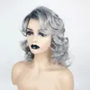 Grey Color Curly Wavy Synthetic Wig Simulation Human Hair Wigs Hairpieces for Black and White Women Pelucas K41