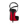 Röda bottenpumpar Kvinnor Lyxiga sandaler Populära Klädskor Jenlove 100 mm Design Classic Bride Bröllopsfest Patent Läder Suede Ankelband Högklackat Sandal EU 35-43