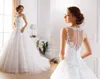 Benutzerdefinierte Spitzenhochzeitskleider 2022 mit applizierten, billigen, perlenbesetzten, flauschigen, rückenfreien Prinzessinnen-Ballkleid-Hochzeits-Brautkleidern