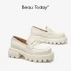 Women's Thick Cowhide Casual Shoes Square Toe Flat Bottom No Shoelaces Handmade 2 9