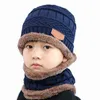 q Berretti per bambini Bel regalo Tenere al caldo Peluche lavorato a maglia a costine Forniture invernali per bambini Cappello Sciarpa Set Ragazza Ragazzi Sciarpe ad anello 2 pezzi