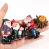 12pc / set Mini Fairy Garden Drunk Yoga Gnomes Miniatyr Ornament Set Dwarf Bonfire Statyer Blomsterpot Garden Decor Accessoarer 220104