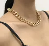 2021 Nouvelle mode gros collier pour femme Twist Or Argent Couleur Chunky Lock Collier Chaîne Colliers Colliers Party Bijoux