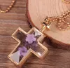 2021 Dried Flower Pendant Necklace Beautifully Elegant Imitation Crystal Resin Choker Cross Necklace Dry Flower Jewelry Fashion Glass
