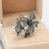Anneaux de mariage Style ethnique bohème noir papillon fleur anneau de luxe Noble mer bleu cristal pour les femmes Unique Punk bijoux cadeau 2618535