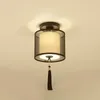 Taklampor Klassisk japansk LED -lampa Vintage Retro Suspension Luminaire Tyg Shade Surface Mount Chinese Light Fixtures