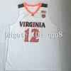 NCAA Virginia Cavaliers Maglie 5 Kyle Guy 12 DeAndre Hunter Uva College Basketball Jersey White Blue Size S-XXXL