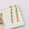 Famous 18K Gold Plated Luxury Brand Designers Double Letters Stud Dangle Hoop Geometric Women Long Tassel Crystal Rhinestone Pearl Earring Wedding Party Jewerlry