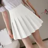 Aelegantmis kawaii solid hög midja pläterad kjol kvinnor söt koreansk stil mini elegant preppy student s girl 210607