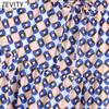 Zevity Frauen Vintage Geometrische Druck Falten Casual Midi Rock Faldas Mujer Weibliche Elastische Taille Taschen A-linie Vestidos QUN792 210603