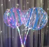 Luminose corde pallonne Luci da 20 pollici di stampa a palloncini trasparenti con palo da 70 cm da 3 metri LED String a corda di nozze Decorazioni per feste di nozze vacanze