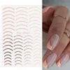 Linee 3D Adesivi per unghie Fai da te Linee a strisce in metallo oro rosa Lettere Decalcomanie Curva Cursori per nail art Decorazioni autoadesive Manicure