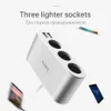 HOCO Car Charger 3 Sockets Cigarette Lighter Adapter Splitter 2 USB Car-Charger with Digital Display Voltage Meter Mobile Phones