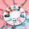 Cartoon geometric face animal keychain dinosaur panda couple creative car key chain cute animal pendant doll bag ornament 176 T2