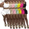 Kadın Eşofman İki Adet Set Tasarımcı Yaz Kırpma Üst Kısa Kollu Şort Katı Renk Bayanlar Rahat Giyim Artı Boyutu 835