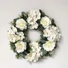 装飾的な花の花輪45cmの白いバラのハジアのEucalyptus globulusの造花の花輪のためのフロントドアの結婚披露宴