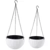 2 pack Dual-Potes Design Pendurado Cesta de Cesta Panelas de Planta Automático Indoor Flor Pendurado Potes com Escorredor e Chain Y0910