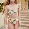 5-14 år flicka baddräkt barn solros tonårsflicka bikini set print frill två bit barn baddräkt toddler baddräkt