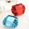 Sequins kosmetiska påsar sjöjungfrun Sequined Makeup Bag Drawstring Travel Cosmetics Väska Kvinnor PU Läder Koppling Förvaringspåsar 4styles YP162