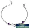 925 Sterling Silver Dupla amor coração alma gêmea pulseiras de cristal pulseiras para mulheres dia dos namorados presente S-B11