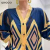 QSROCIO Pigiama da donna Set Super Fashion Big Rhombus Print Sleepwear Seta di lusso come indumenti da notte Casual Homewear Femme 211112