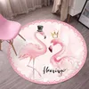 Northern Europe Flamingo Unicorn Round Carpet Cartoon Living Room Bedroom Kids Play Rug Stol Hängande Korg Cirkel Non-Slip Mat 211026