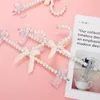 Hangers & Racks Artificial Pearl Hanger Bowknot Rack Holder Delicate White With 2 Transparent Clips Clothes Fashionable Plastic